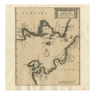 Sunda Strait Sea Chart, Sumatra and Java, Dutch Engraving c.1700 For Sale