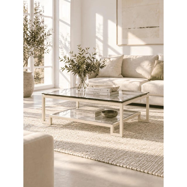 Coffee Table in Crystal with Briar and Brass, 1970s, in Very Good conditions. Designed 1970 to 1979
