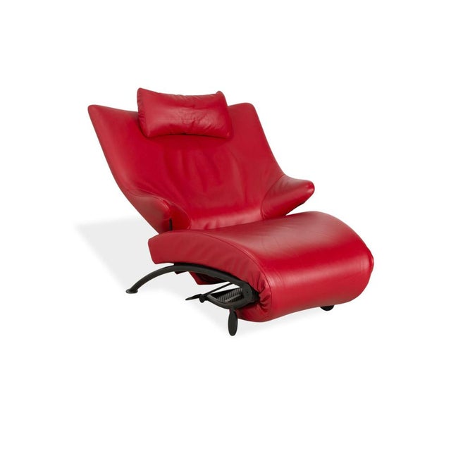 Modern Red Leather Solo 699 Armchair with Manual Function from WK Wohnen For Sale - Image 3 of 14