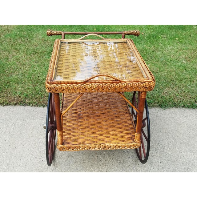 Antique Wicker Tea Trolley Bar Cart Chairish