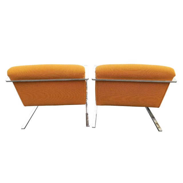 Orange Vintage Brueton Arc Cantilever Lounge Chairs by Charles Gibilterra - a Pair For Sale - Image 8 of 12