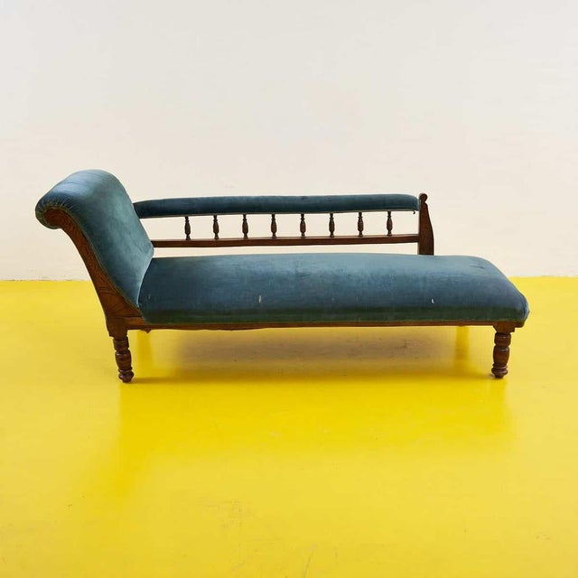 Wooden and Velvet Daybed Sofa For Sale - Image 12 of 12