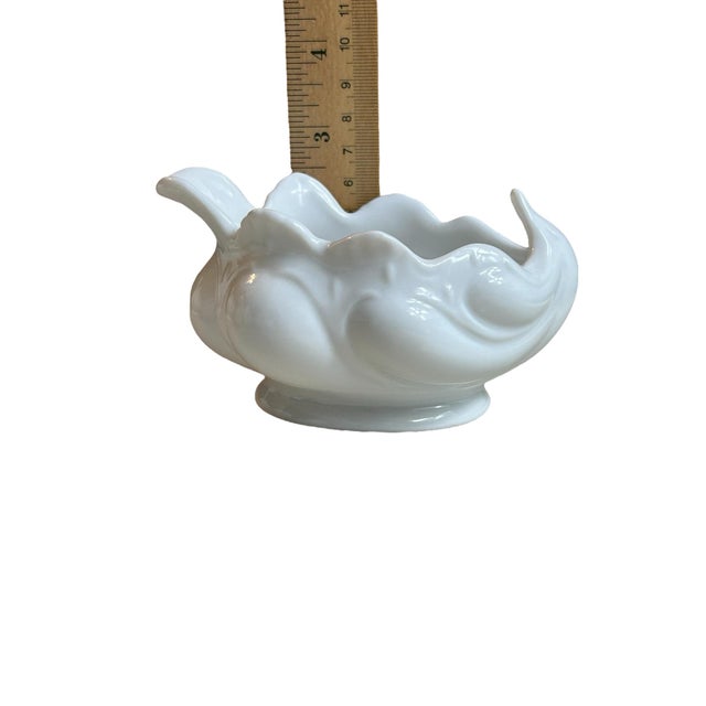 Mid 20th Century Mid 20th Century White Porcelain Scalloped Gravy Boat Creamer Sauce Bowl Trinket Dish, Japan For Sale - Image 5 of 7