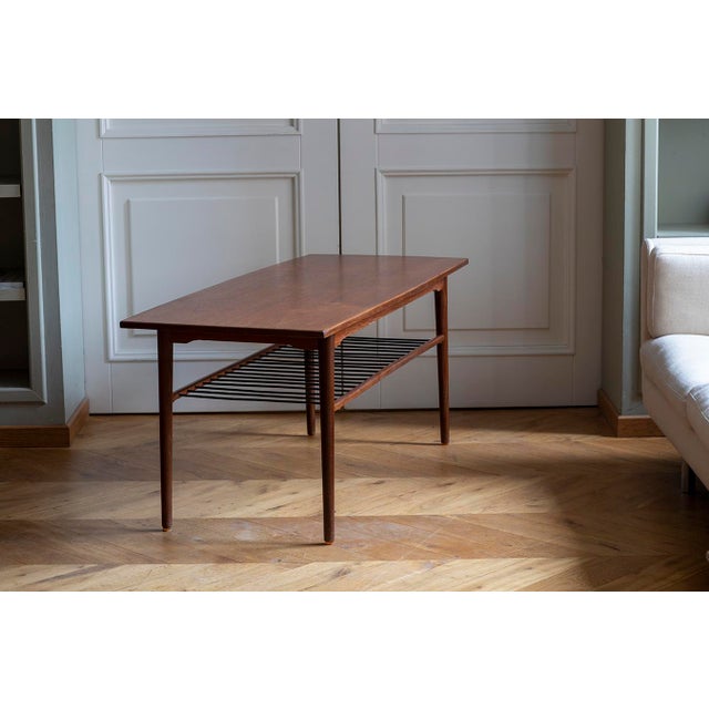 Danish Teak Coffee Table with Sliding Shelf, 1960s For Sale - Image 3 of 4
