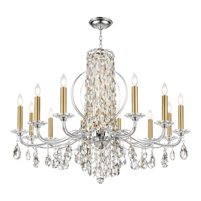 Schonbek Signature Siena Crystal Chandelier – Heirloom Gold, 15-Light For Sale