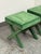 Hollywood Regency Style Green Velvet X-Base Ottoman Stools, Pair For Sale - Image 11 of 12