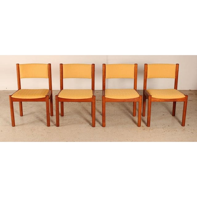 Vintage Danish Teak Dining Chairs with Yellow Fabric Upholstery, 1970s, Set of 4 For Sale - Image 12 of 12