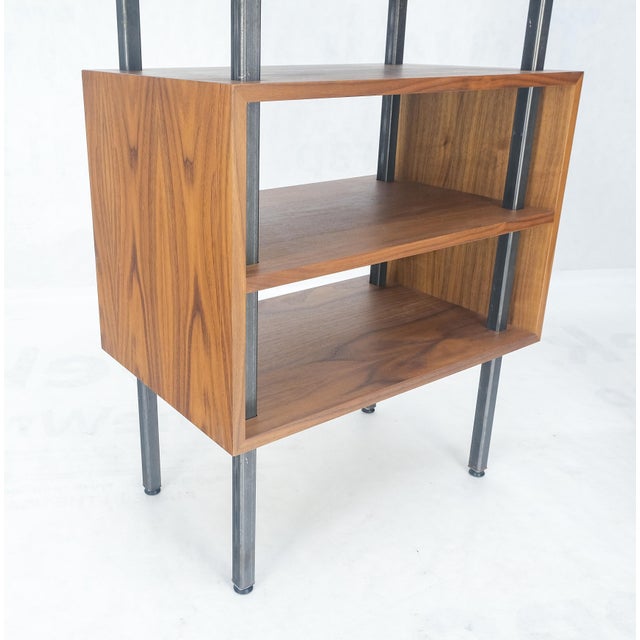 Brown Pair of Oiled Walnut 1 Drawer 3 Tier Side End Tables Stands Composite Top Mint! For Sale - Image 8 of 14