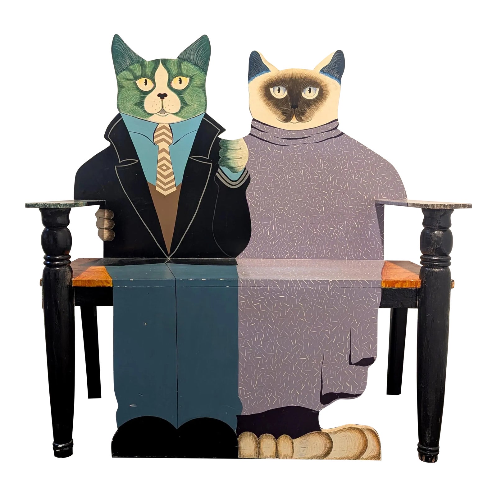 cat-bench-hand-painted-folk-