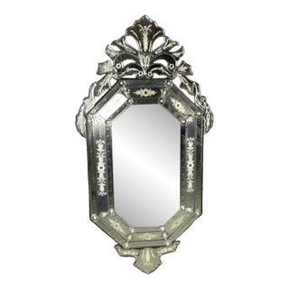 1960s Large Venetian Style Etched Glass Italian Mirror For Sale