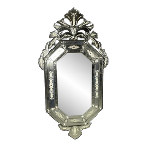 1960s Large Venetian Style Etched Glass Italian Mirror