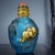 Antique Gilt Blue Glass Snuff Bottle With Bat Motif - Asian Collectible For Sale - Image 4 of 9
