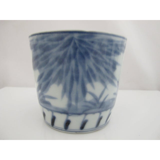 Japanese Japanese Edo Blue & White Porcelain Scholars Soba Choko Noodle Bowl or Tea Cup For Sale - Image 3 of 6
