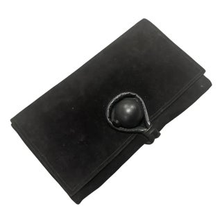 1980s Black Leather and Suede Italian Clutch by Rodo For Sale