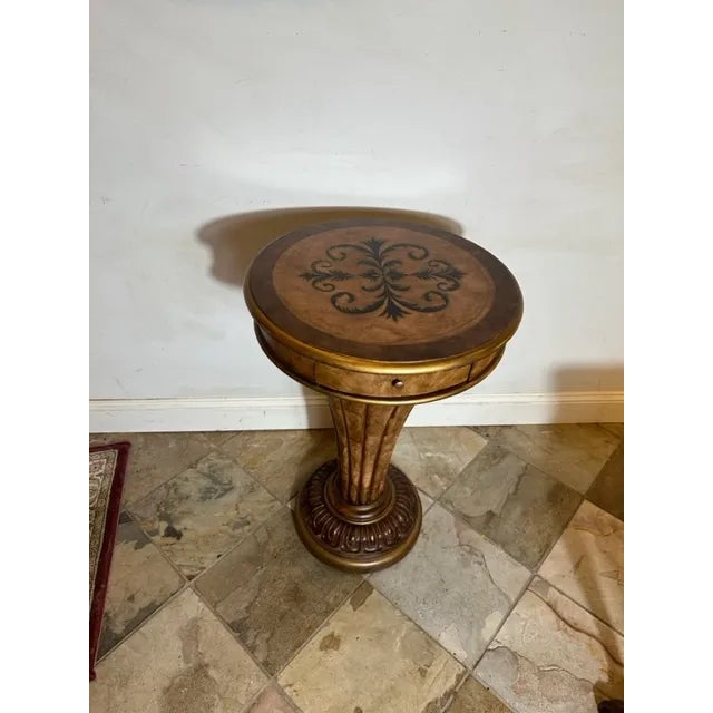 Stunning Hand Painted Pedestal Side or Accent Table - Gorgeous! .Elegant Artistry and Functionality Combined: Elevate your...