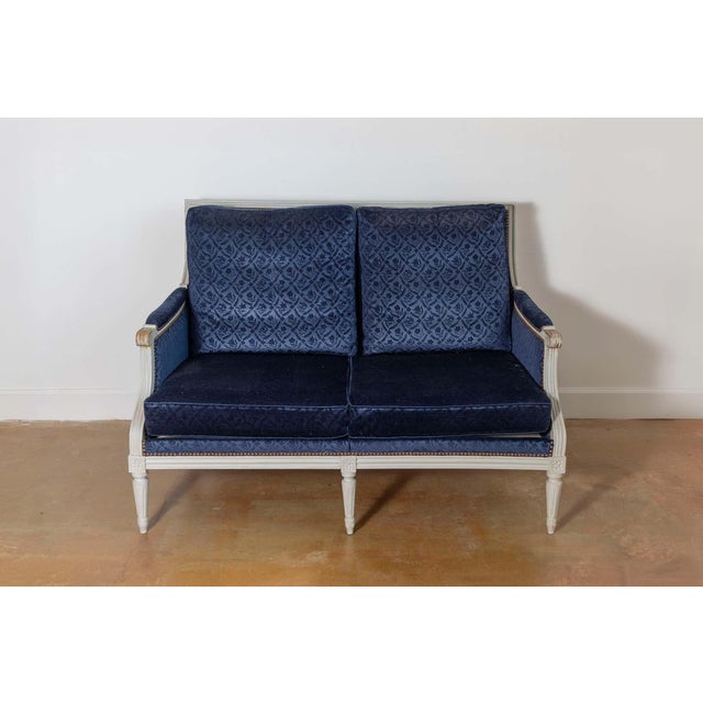 Navy Blue 19th Century French Louis XVI Style Sofa For Sale - Image 8 of 8