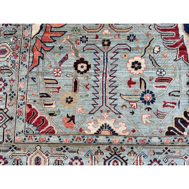 Hand-Knotted Afghan Serapi Heriz Style Wool Area Rug - 7'11" X 10'0" For Sale - Image 9 of 14