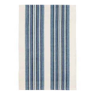 Dash & Albert by Annie Selke Road Runner Blue Indoor/Outdoor Rug, 9' 6" x 13' 6" For Sale