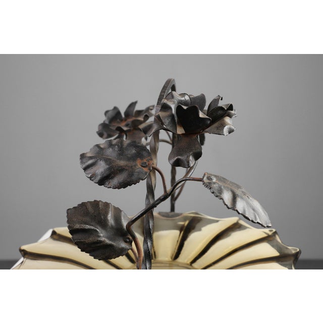 Art Deco Bowl in Glass and Wrought Iron, Belgium, 1920s For Sale - Image 10 of 14