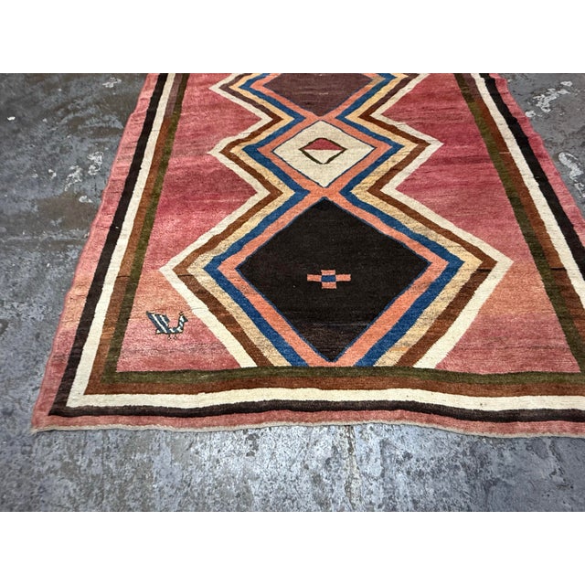 7ft × 8ft Hand-Knotted Geometric Wool Area Rug, Vintage For Sale - Image 9 of 12