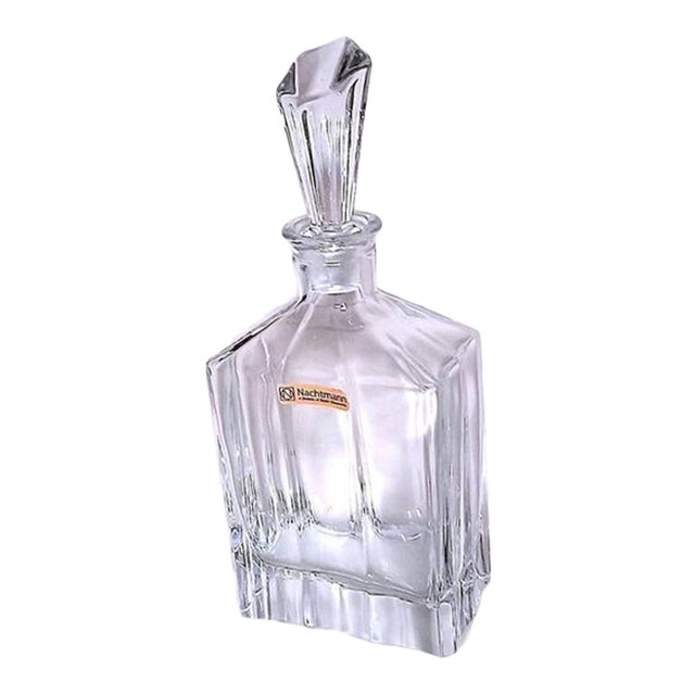 1970s Nachtmann Decanter Leaded Crystal Clear Whiskey Bar Square Classy Luxury For Sale