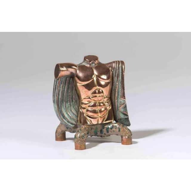 Eros is an original contemporary sculpture realized by Miguel Berrocal in 2000 ca. Bronze sculpture with 24 carat gold...