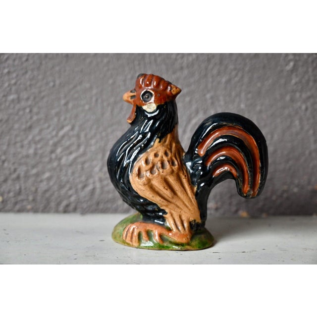 Rustic Rooster in Polychrome Glazed Terracotta, 1930s For Sale - Image 11 of 11