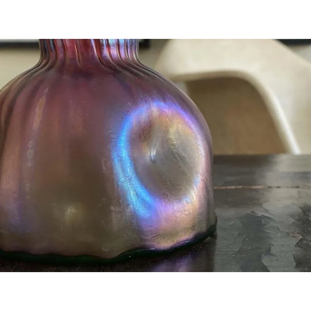Mauve Vase with Metal Ornament in Style of Loetz For Sale - Image 8 of 12