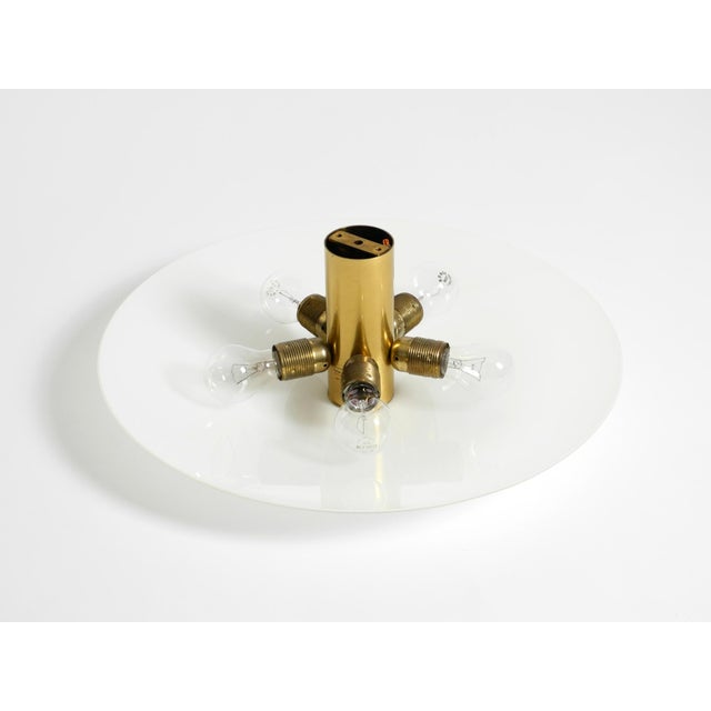 Gold Large Gela 55 Brass Opal Glass Round Ceiling Lamp from Florian Schulz, 1970s For Sale - Image 8 of 14