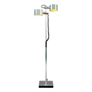 Adjustable Chrome Twin-Head Floor Lamp by Ronald Holmes for Conelight, 1960s For Sale