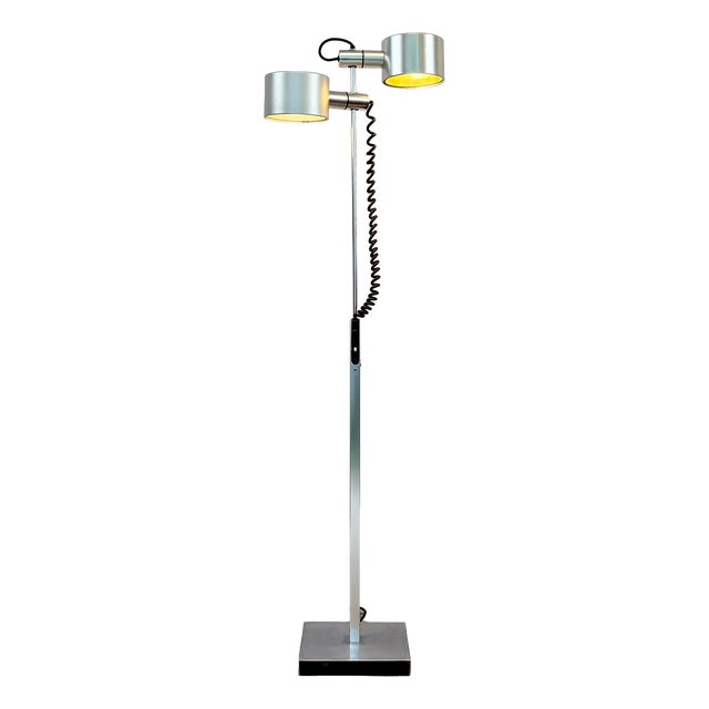 Adjustable Chrome Twin-Head Floor Lamp by Ronald Holmes for Conelight, 1960s For Sale