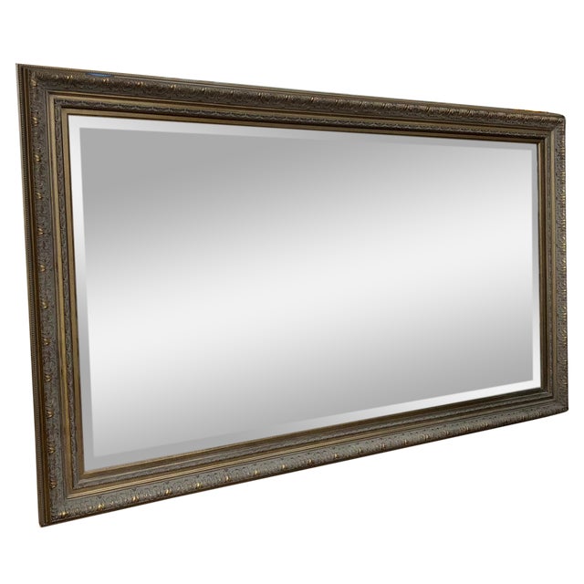 Extra Large Antiqued Gold Frame Beveled Glass Mirror Chairish