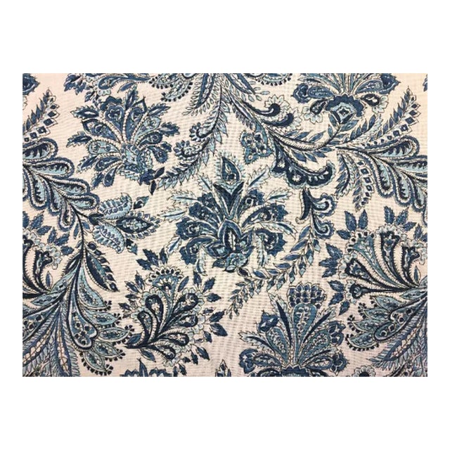Clarence House Cassandra Linen Blue White Jacobean Floral Drapery Upholstery Fabric For Sale