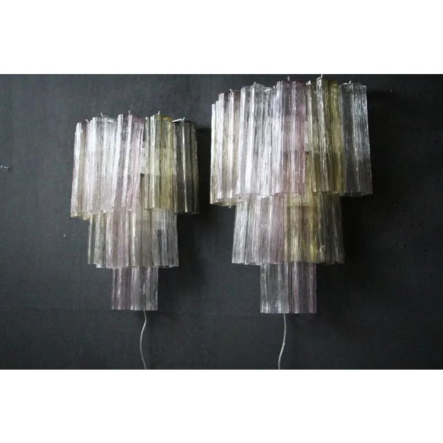 Pink, White, Yellow and Smoked Color Tronchi Wall Lights in the style of Venni, 2000s, Set of 2 For Sale - Image 3 of 13