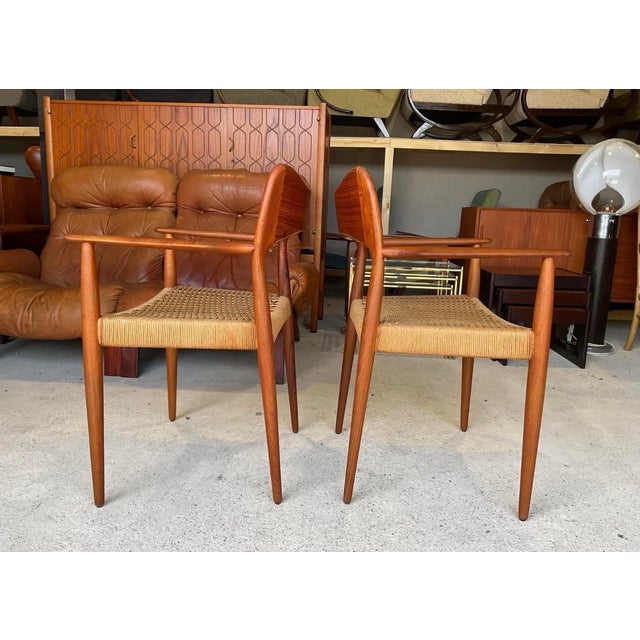 Danish Dining Carver Chairs by Arne Hovmand Olsen for Mogens Kold, Set of 2 For Sale - Image 6 of 18