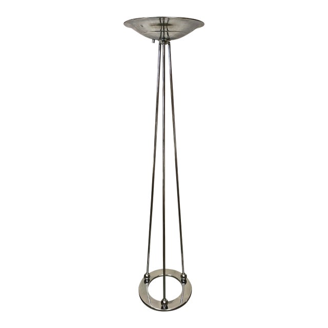 Casella Lighting Olympiad Torchiere Chrome Floor Lamp For Sale