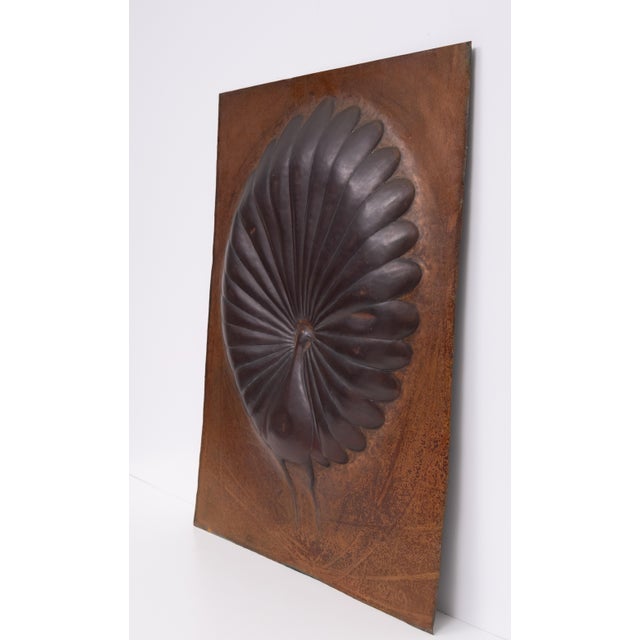 1970s Peacock Hammered Into a Sheet of Copper, Zambia, 1970s For Sale - Image 5 of 11