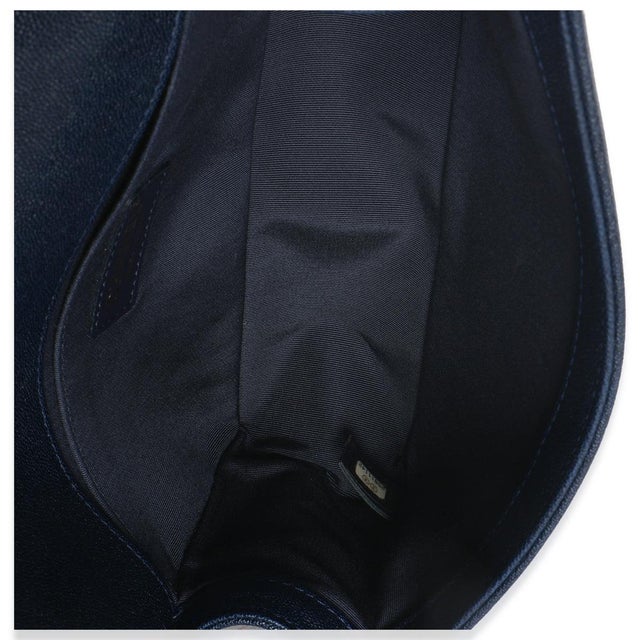 Blue Navy Quilted Caviar Old Medium Boy Handbag For Sale - Image 8 of 8