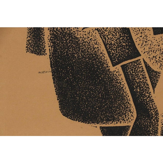 Mid 20th Century Original Mid 20th C. Framed Elephant Folio El Hussein Fawzi Ltd. Edition Abstract Figural Lithograph - "Filling Jar on the Nile" For Sale - Image 5 of 9