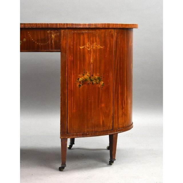 Edwardian Satinwood Kidney Shaped Writing Desk, 1900 For Sale - Image 11 of 12