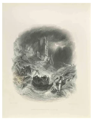 Edward Frencis Finden, Dunstanborough Castle, Engraving, 1845