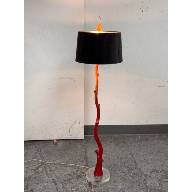 Contemporary Ombre Red Branch Floor Lamp For Sale - Image 3 of 12