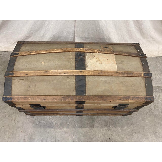 Early 20th Century Italian Antique Travel Trunk With Stickers For Sale - Image 5 of 13