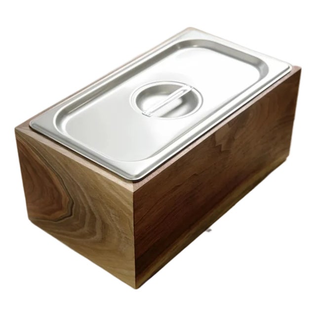 Countertop Compost Bin - Noaway© in Walnut Wood and Stainless Steel Success For Sale
