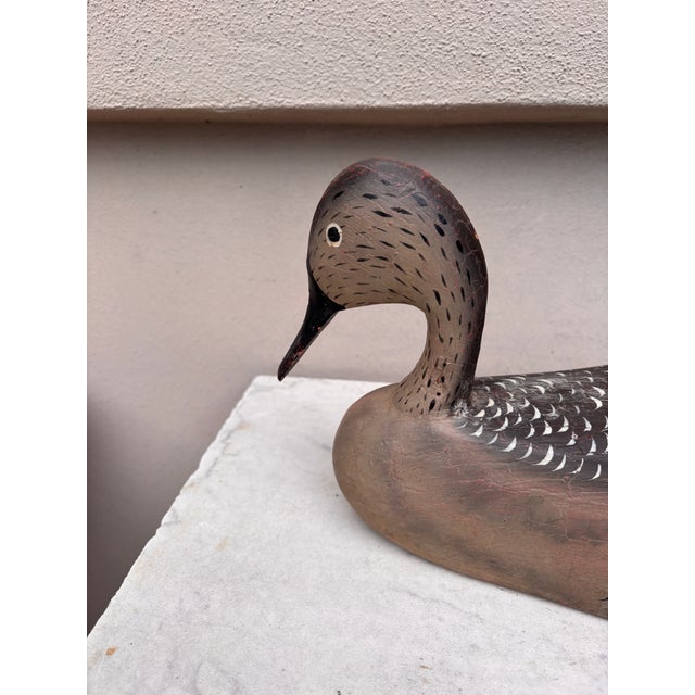 Art Deco French Hand Painted Wood Duck Decoy For Sale - Image 4 of 6