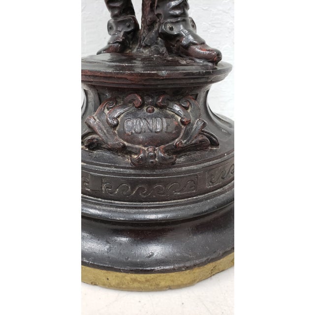 Brown Vintage Painted Spelter "Musketeer" Sculpture Mid 20th Century For Sale - Image 8 of 9