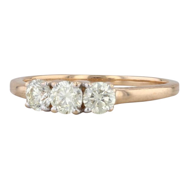 0.48ctw Yellow Diamond 3-Stone Ring 18k Yellow Gold Engagement Size 6.25 For Sale