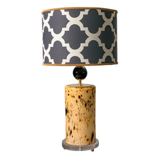 Speckled Murano Glass Lamps in Amber and Black Tones, 1980s, Set of 2 For Sale