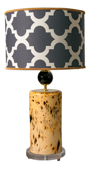 Speckled Murano Glass Lamps in Amber and Black Tones, 1980s, Set of 2