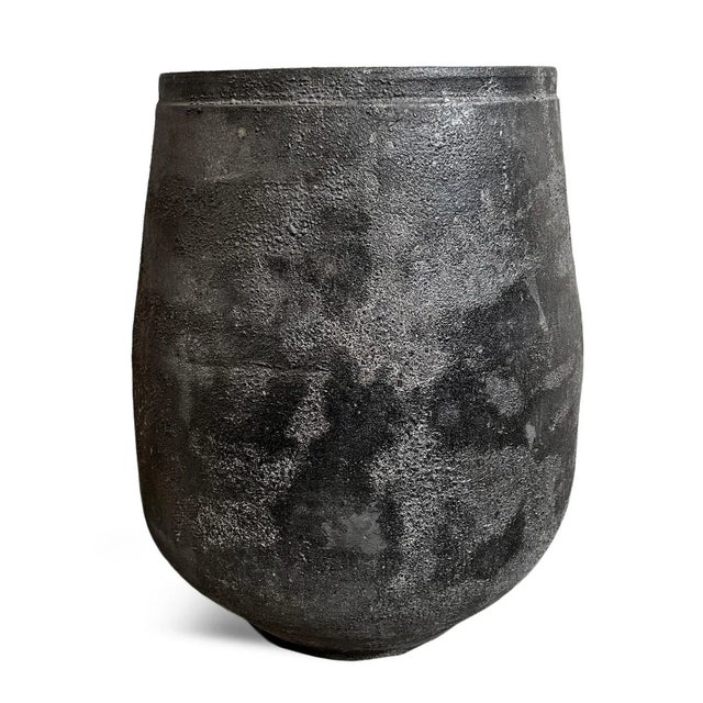 Tumbler Black Earth Ware Vintage Pot Planter For Sale - Image 4 of 6